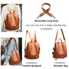 Color: Brown 2 - 2021 new soft leather backpack female large capacity retro wind backpack multi-function bag dual-use