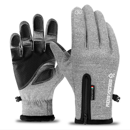 Motorcycle Gloves Thermal Water Resistant Non-slip 2pcs Gray Size: L