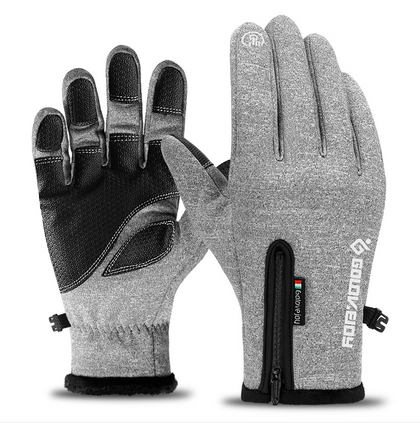 Motorcycle Gloves Thermal Water Resistant Non-slip 2pcs Gray Size: M