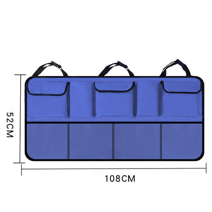 Color: Blue, style: Upgrade - Suv Car Rear Seat Back Hanging Bag Net Pocket Waterproof Car Storage Box Storage Box