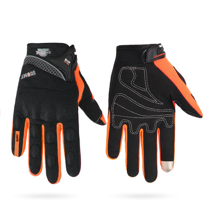 Color: Short orange, Size: XXL - Riding motorcycle full finger gloves