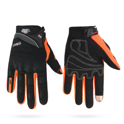 Color: Short orange, Size: M - Riding motorcycle full finger gloves