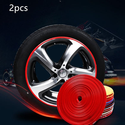Color: Red 2pcs - Rimblades Car Vehicle Color Wheel Rims Protectors Decorative Strip 8M/ Roll