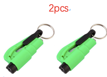 Color: Green 2pcs - 3 in 1 Emergency Mini Hammer Safety Auto Car Window Glass Switch Seat Belt Cutter Car Safety Hammer Rescue Escape Tool