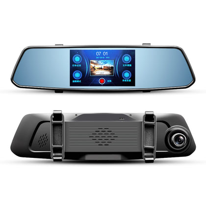 New driving recorder 5 inch touch screen after the view mirror HD 1080P double record voice prompt