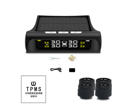 Color: Black, style: External - Tire Pressure Monitoring System Automotive Universal Wireless Solar Tire Pressure Monitor External Tire Pressure Detector