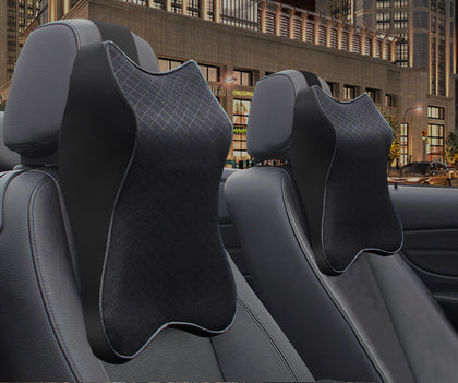Color: Black, Size: M, Quantity: 2PC - Car headrest lumbar support neck pillow for car