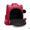 Color: Red PU - 2021 new soft leather backpack female large capacity retro wind backpack multi-function bag dual-use