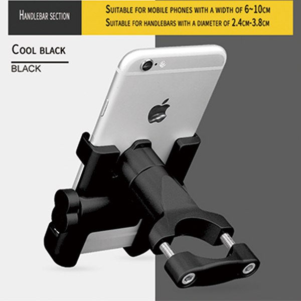 Color: Black A - DEROACE Bicycle Phone Holder Universal Support Telephone Handlebar Mount Bracket Electric Vehicle Aluminum alloy Phones Holders