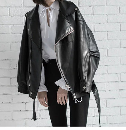 2020 Autumn Loose Pu Leather Jacket Student Motorcycle Jacket