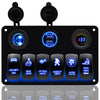 6-Position Ship Switch Panel Dual USB Charger + Color Screen Voltmeter + Cigarette Lighter Combination