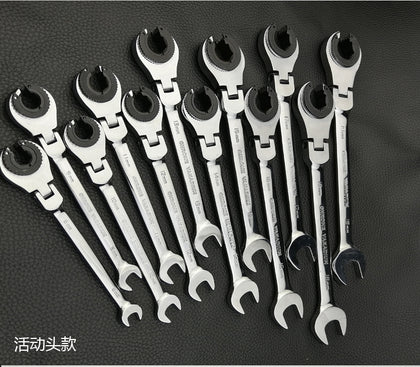 Size: 1 set 8 19mm, Style: Flexible - Oil pipe ratchet wrench