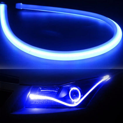 2Pcs 45cm/60cm Flexible Car Soft Tube LED Strip Light Angel Eye DRL Daytime Running Headlight Lamp 5 Color - Color: Blue 2pcs, Size: 45cm