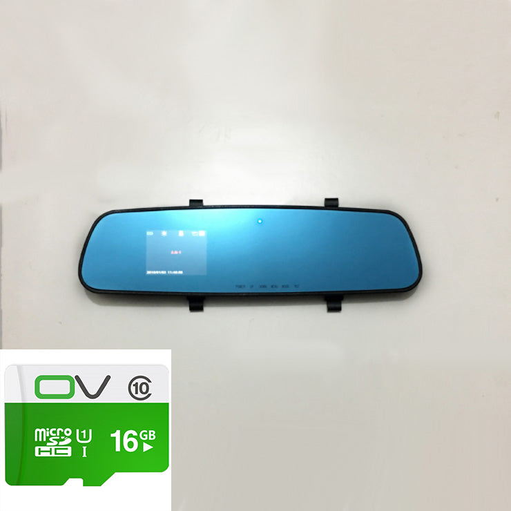 Color: Blue With 16GB, Size: 2.4inch - 1080P HD Rearview Mirror Driving Recorder