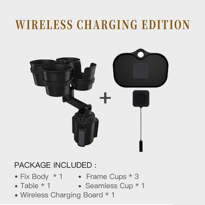 Color: Black, style: Wireless charging, power: USB - Car Cup Holder With Wireless Charging