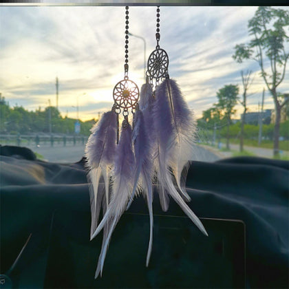 Color: Grey, Style: Double circle - Dreamcatcher hanging pendant car