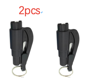 Color: Black 2pcs - 3 in 1 Emergency Mini Hammer Safety Auto Car Window Glass Switch Seat Belt Cutter Car Safety Hammer Rescue Escape Tool