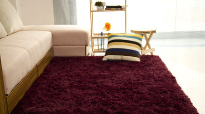 Color: Wine Red, Size: 120x160cm - Living room coffee table bedroom bedside non-slip plush carpet