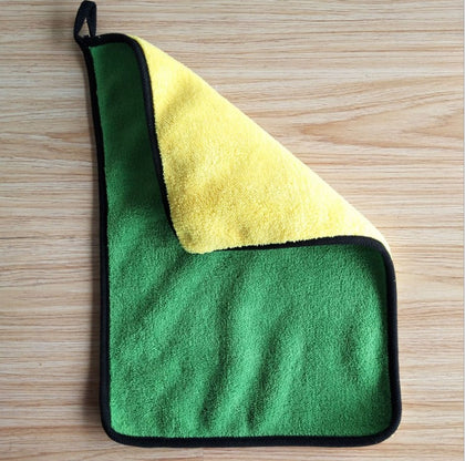 Size: 2pc Green 30x40 - Two-color Couble-sided Car Dual-use Cleaning Car Wash Towel