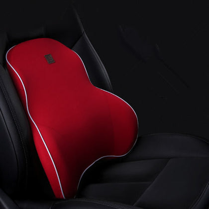 Color: Red Cushion - Car Memory Foam Headrest Lumbar Cushion Set