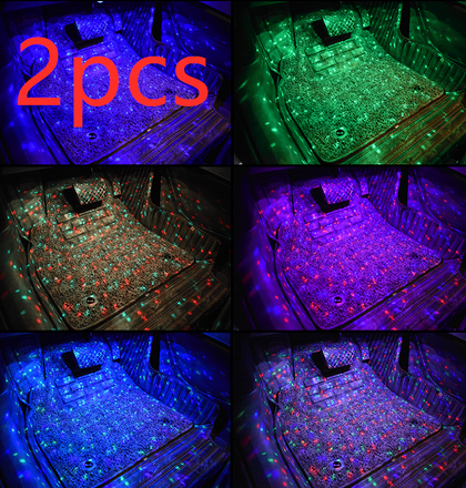 Color: Colorful 2pcs, Style: Intelligent - Car interior modification colorful sound control led decorative atmosphere lamp
