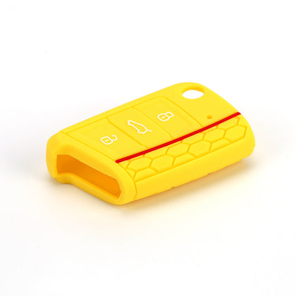 Color: Yellow - Brand New Color Silicone Key Case Car Key Case