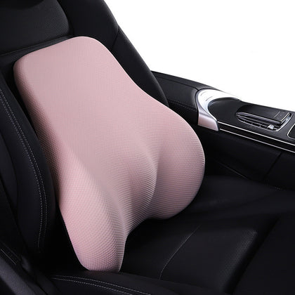 Color: Pink, style: Waist - Ergonomic Design Car Headrest Lumbar Space Memory Foam Neck Protector