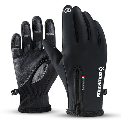 Motorcycle Gloves Thermal Water Resistant Non-slip Color: Black Size: XL