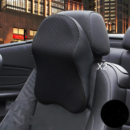 Color: Black, Size: S, Quantity: 2PC - Car headrest lumbar support neck pillow for car