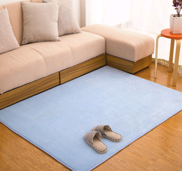 Memory cotton coral velvet carpet Living room bedroom door mats Bathroom kitchen non-slip absorbent carpets - Color: Sky blue, Size: 80x120cm