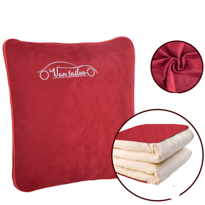 Color: Red - Car pillow quilt dual-use thickened nap in winter