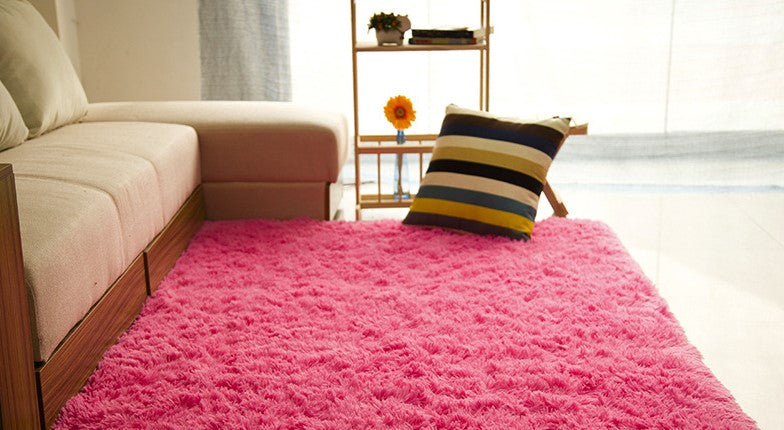 Color: Rose Red, Size: 50x80cm - Living room coffee table bedroom bedside non-slip plush carpet