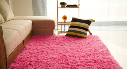 Color: Rose Red, Size: 60x120cm - Living room coffee table bedroom bedside non-slip plush carpet
