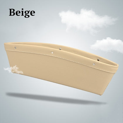 Color: Beige, quantity: 1pc - Car Organizer Box Caddy Catcher PU Leather Seat Gap Storage Bag