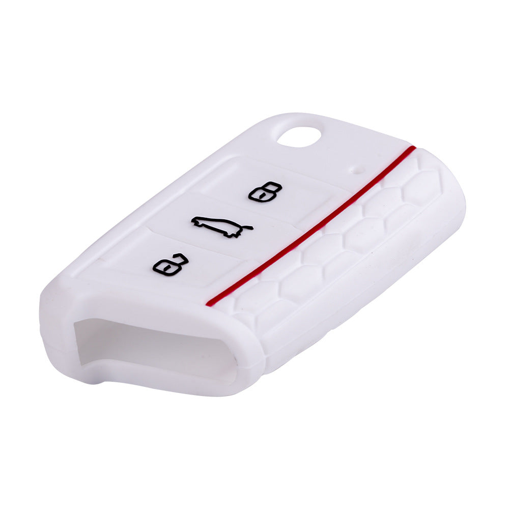 Color: White - Brand New Color Silicone Key Case Car Key Case