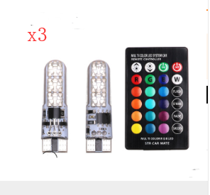 Quantity: 3pair - Excellent pies T10 width lamp silica gel 5050-6SMD car LED colorful RGB lights flashing license plate lamp