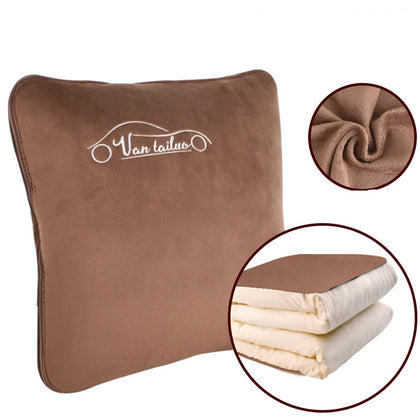 Color: Coffee A - Car pillow quilt dual-use thickened nap in winter