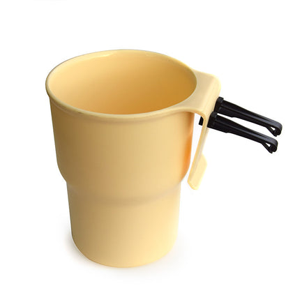 Color: Beige, style: With clip - Car Multi-function Storage, Portable Water Cup Holder, Trash Can Beverage Holder