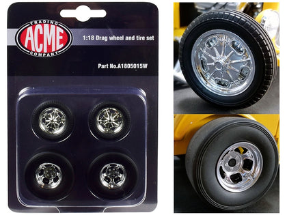 Chrome Drag Wheel and Tire Set of 4 pieces from 