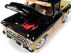 1957 Chevrolet 3100 Stepside Pickup Truck Black and Tan with Graphics "Leinenkugle's Beer The Pride of Chippewa Falls" 1/18 Diecast Model by Auto World