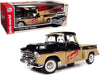 1957 Chevrolet 3100 Stepside Pickup Truck Black and Tan with Graphics "Leinenkugle's Beer The Pride of Chippewa Falls" 1/18 Diecast Model by Auto World