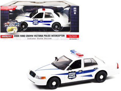 2008 Ford Crown Victoria Police Interceptor White with Dark Blue Stripes 