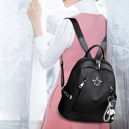 Bag style: C - PU Leather Zipper Lady Schoolbag Anti Theft Backpacks Waterproof Shoulder Bag