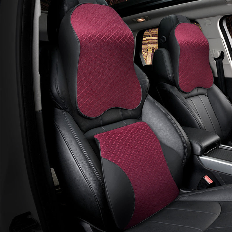 Color: Red, style: Set - Car Headrest Waist By Breathable Mesh High Resilience