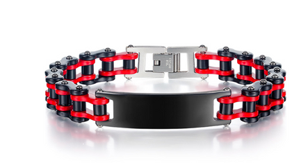 Color: Red - Titanium Steel Men's Motorcycle Chain Bracelet