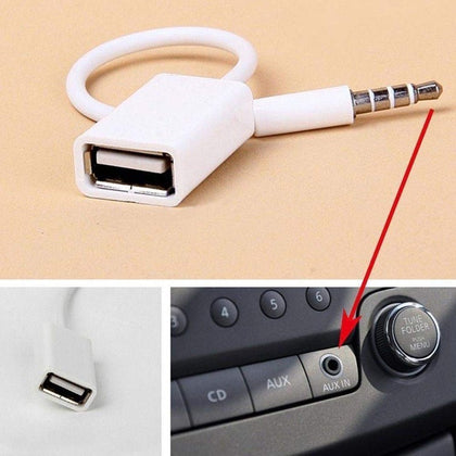 USB To 3.5MM U Disk Cable 12V Car CD Player AUX Car Audio Adapter Cable