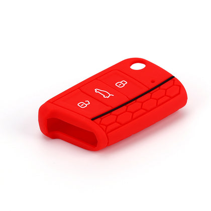 Color: Red - Brand New Color Silicone Key Case Car Key Case