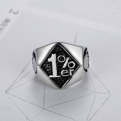 Color: Silver, Size: US14 - Stainless Steel Skull Men's Motorcycle Ring
